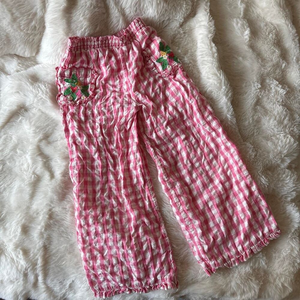 Kids Pink Gingham & Strawberry Trousers